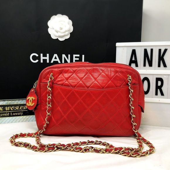 CHANEL Handbags - Chanel Vintage Quilted Matelasse Camera lambskin chain small shoulder bag